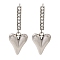 Stainless Steel Inlay Rhinestone Stud Earrings for Women, Heart, Stainless Steel Color, 31.5x12mm