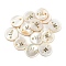 Freshwater Shell Buttons, Flat Round , Letter M, 12x2mm, Hole: 1.6mm