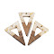 Walnut Wood Pendants, Resin and Gold foil, Triangle, White, 45x30x3.5mm, Hole: 2mm