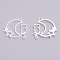 Alloy Open Back Bezel Pendants, for DIY UV Resin, Epoxy Resin, Pressed Flower Jewelry, Moon with Cat & Star, Cadmium Free & Lead Free, Silver, 29x28.5x3mm, Hole: 2mm