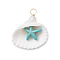 Dyed Synthetical Turquoise Star Pendants, Natural Shell Charms, Golden, Dark Turquoise, 31~33x24.5~33x13~20mm, Hole: 3~4mm