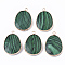 Synthetic Malachite Pendants, with Golden Plated Edge Brass Findings, Nickel Free, Faceted, Oval, 25~26x17~18x5mm, Hole: 1.4mm