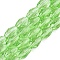 Transparent Glass Beads Strands, Faceted, Oval, Lawn Green, 8x5.5mm, Hole: 1mm, about 70pcs/strand, 22.2~22.64''(55.5~57.5cm)