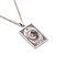 304 Stainless Steel Curb Chain Rectangle with Constellation Pendant Necklaces, Stainless Steel Color, Pisces, 23.62 inch(60cm)