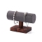 1-Tier Wood Bracelet Organizer Display Racks, with Velvet Bar, for Braclet, Watch Storage, Dark Gray, 15.5x6.8x10.4cm