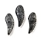 Natural Larvikite Pendants, Carved Wing Charms, 40~40.5x14.5~16x7.5~8.5mm, Hole: 1.4~1.5mm