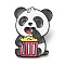 Panda Enamel Pins, Electrophoresis Black Plated Alloy Brooch, Popcorn, 29.5x22x1.5mm