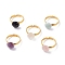 Natural Mixed Gemstone Adjustable Rings, Brass Jewelry for Girl Women, Golden, US Size 6 3/4~US Size 7 1/4(17.1mm~17.5mm)