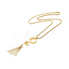 Ion Plating(IP) 304 Stainless Steel Ring with Tassel Pendant Necklace with Box Chains for Women NJEW-B087-03G-1