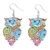 Spray Painted Stainless Steel Owl Dangle Earrings EJEW-I256-12P-1