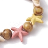 Beach Starfish Dyed Synthetic Turquoise Stretch Bracelets BJEW-JB10295-02-4