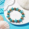 Beach Starfish Dyed Synthetic Turquoise Stretch Bracelets BJEW-JB10293-02-2