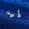 Rhodium Plated 925 Sterling Silver Micro Pave Cubic Zirconia Ear Studs for Women EJEW-P231-02P-2