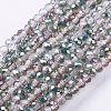 Half Plated Faceted Rondelle Electroplate Glass Bead Strands X-EGLA-D020-3x2mm-15-1