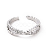 Clear Cubic Zirconia Criss Cross Open Cuff Ring RJEW-E072-02P-2