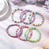 6Pcs Handmade Polymer Clay Heishi Beads Stretch Bracelets for Women BJEW-JB11378-2