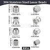 Beebeecraft 40Pcs 5 Styles 201 & 304 Stainless Steel European Beads STAS-BBC0001-98-2