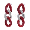 Acrylic & CCB Plastic Curb Chains Dangle Stud Earrings EJEW-JE04240-M-2