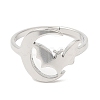 304 Stainless Steel Moon with Bat Adjustable Ring for Women RJEW-M149-04P-1