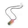Natural Quartz Crystal Bullet with Tree of Life Pendants Necklace NJEW-JN03876-4
