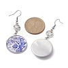 Blue Glass Flat Round & Alloy Star Dangle Earrings EJEW-JE05402-3