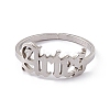 304 Stainless Steel Constellation Open Cuff Ring for Women RJEW-C035-01H-P-2