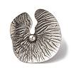 Lotus Leaf Alloy Open Cuff Rings for Women RJEW-S412-02AS-3