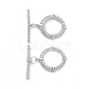 Brass Micro Pave Clear Cubic Zirconia Toggle Clasps KK-E068-VC175-2