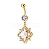 Brass Cubic Zirconia and Pearl Navel Ring AJEW-EE0004-05-5
