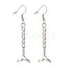 Tarnish Resistant Curb Chains with Charm Long Dangle Earrings EJEW-JE04963-3