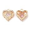 Brass & Glass & Cubic Zirconia Charms KK-G468-54G-01-1