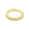 Rectangle & Flat Round Brass Micro Pave Clear Cubic Zirconia Adjustable Rings RJEW-G309-20G-2