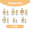 DICOSMETIC 12Pcs 6 Style Brass Micro Pave Cubic Zirconia Spacer Beads KK-DC0003-52-2