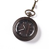 Ebony Wood Pocket Watch with Brass Curb Chain and Clips WACH-D017-C02-AB-2
