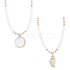 ANATTASOUL 2Pcs 2 Style Natural Shell Pendant Necklaces Set with Disc Beaded Chains for Women NJEW-AN0001-75-1