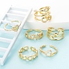 6Pcs 6 Styles Brass Micro Pave Clear Cubic Zirconia Cuff Rings RJEW-LS0001-45G-5