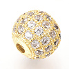 Brass Micro Pave Cubic Zirconia Beads ZIRC-Q013-14mm-142G-2