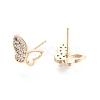 Clear Cubic Zirconia Butterfly Stud Earrings EJEW-G321-04G-2