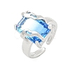 304 Stainless Steel Cubic Zirconia Open Cuff Ring for Women RJEW-S406-05P-04-1