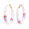 Basketball Wives Style Brass Heishi Beaded Hoop Earrings X-EJEW-JE04083-01-2