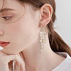 Natural Pearl Cluster Dangle Hoop Earrings EJEW-TA00202-4