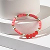 Heart Beads Stretch Bracelet for Girl Women BJEW-JB07183-4