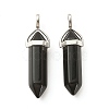 2Pcs Natural Obsidian Double Terminal Pointed Pendants G-YW0002-04-2