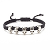 3Pcs 3 Style Synthetic Turquoise(Dyed) & Natural Lava Rock Braided Bead Bracelets Set with Alloy Skull BJEW-JB07865-8