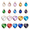 Pandahall 40Pcs 20 Styles Faceted Glass Rhinestone Pendants GLAA-TA0001-44-2