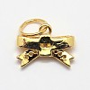 CZ Brass Micro Pave Cubic Zirconia Bowknot Bow Charms ZIRC-L018-14-3
