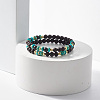 2Pcs 2 Style Natural Ebony Wood & Imperial Jasper Beaded Stretch Bracelets Set BJEW-JB07824-2