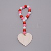 Valentine's Day Theme Schima Wood Beads Pendants Decorations HJEW-TAC0012-12-2
