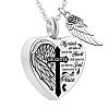 Non-Tarnish Heart and Wing Urn Ashes Pendant Necklace BOTT-PW0001-039C-1