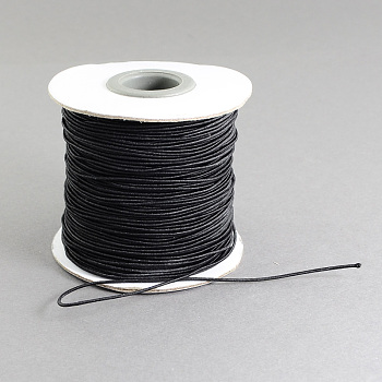 Round Elastic Cord, with Nylon Outside and Rubber Inside, Black, 3mm, about 14.22~16.40 Yards(13~15m)/Roll